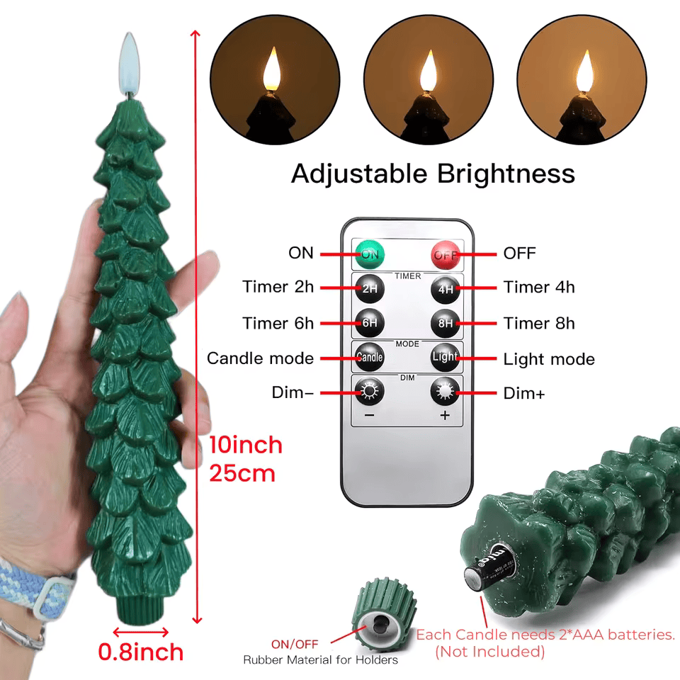 Real Wax Christmas Tree Led Flickering Taper Flameless Candles